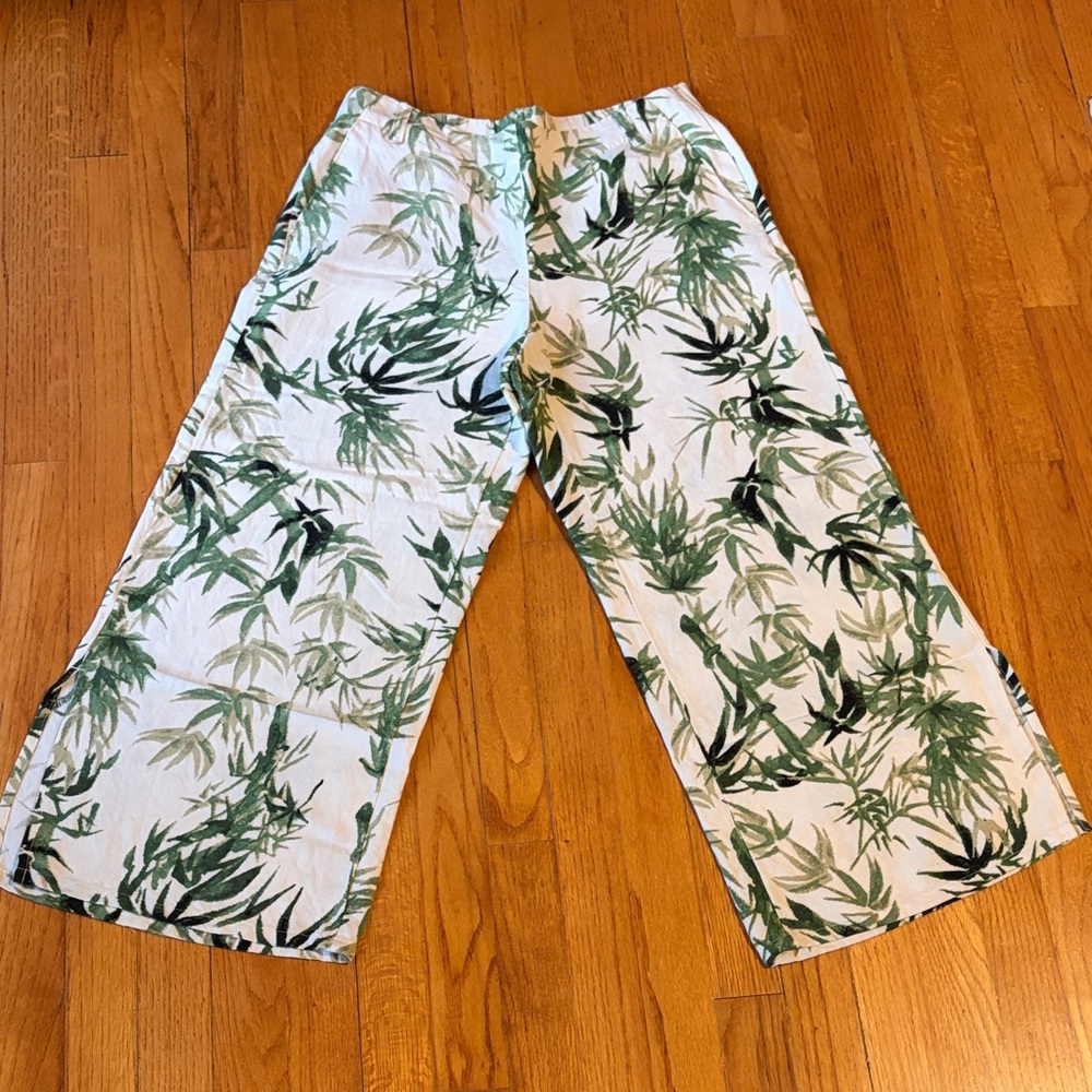 J. Jill Tropical Leaf Print Wide Leg Pants